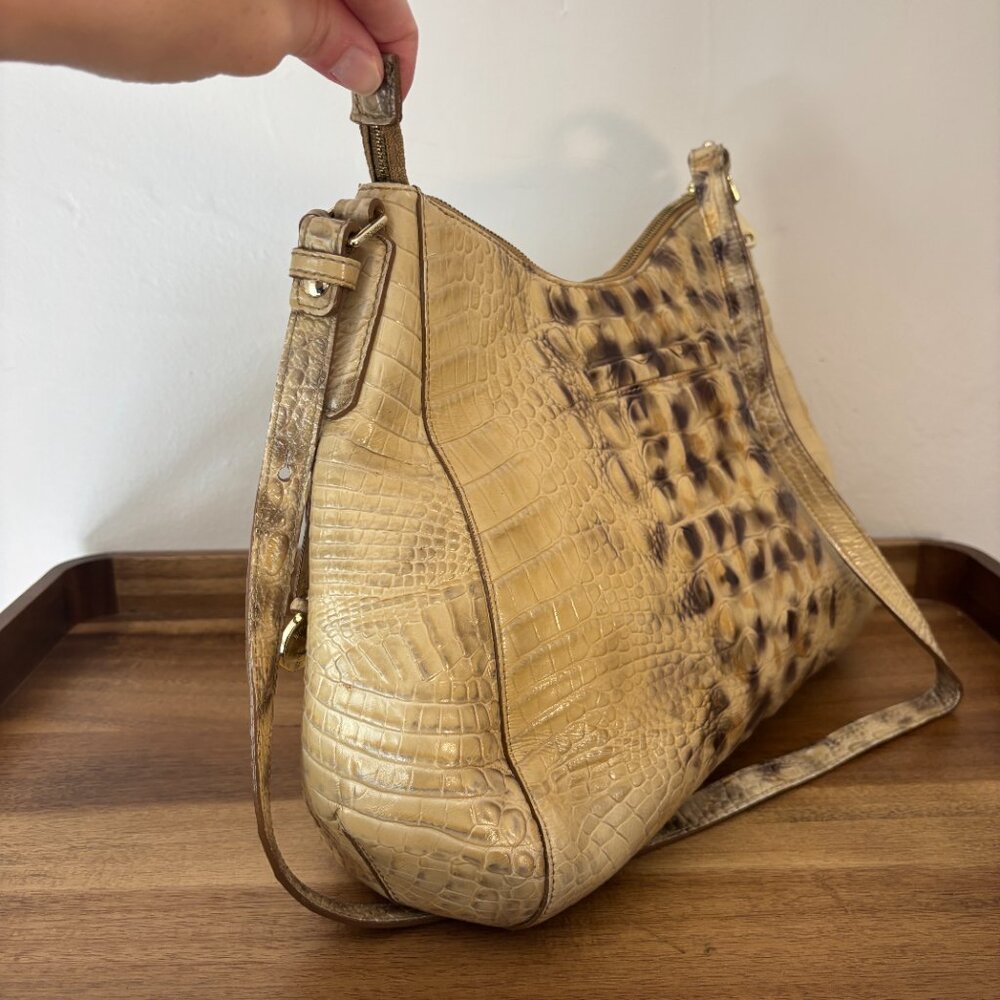 Brahmin Gold Melbourne Croc Embossed Leather Adjustable Shoulder Bag - Picture 3 of 10